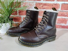 DR MARTENS BROWN BOOTS UK 5 EU 38 1460 PASCAL SERENA FAUX FUR LINED LACE UP VGC
