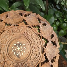 Vintage Plant Stand Stool Carved Wood Indian Country Cottagecore Rustic