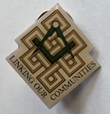 Superb Masonic LINKING OUR COMMUNITIES Fraternal Pin Badge Freemasonry