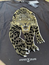 Avenzi Jeans Men’s GenusPantera Reflective In The Dark T-shirt, Black (L/BNWT)