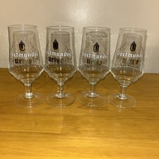 Set of 4 Perfect Vintage Dortmunder Urtyp Stemmed Beer Glasses.  Embossed Logo