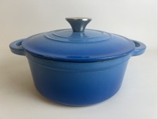 Kirkton House Blue Cast Iron Round Casserole Dish Dutch Oven 20cm