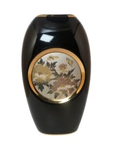 Simco The Art of Chokin 24k Gold Plated Vase Black Butterfly & Flower Picture