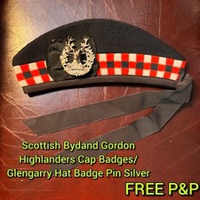 Scottish Bydand Gordon Highlanders Cap Badges/Glengarry Hat Badge Pin Silver (?)