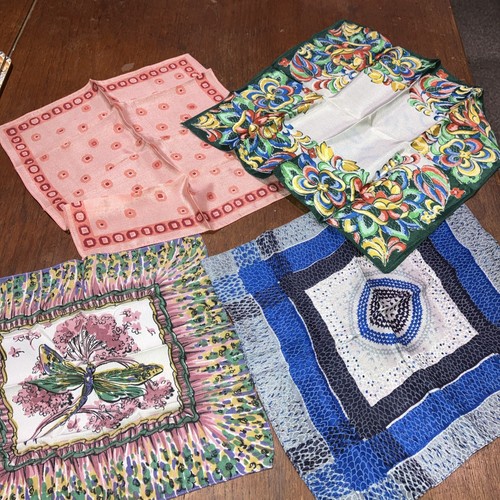 Vintage silky handkerchiefs - 4,