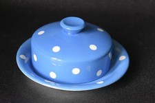 TG Green Church Gresley Cornishware Blue Domino Butter Dish 1960s