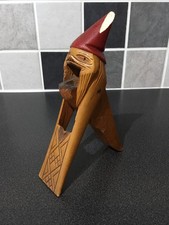 Vintage Handmade Norwegian Black Forest Face Nutcracker Wooden Red
