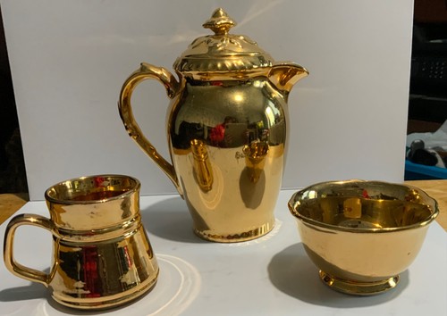 Gold lustre coffee pot teapot - gold, pot/teapot