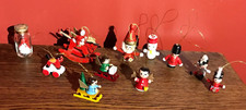 VINTAGE CHRISTMAS DECORATIONS BUNDLE - MINI WOODEN HANGING SET & ELF IN A JAR!