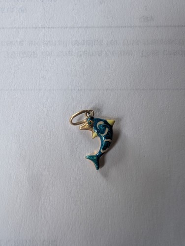 9ct gold and enamel charm - charm,