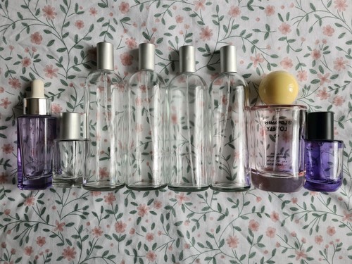 Empty perfume make bottles - up,