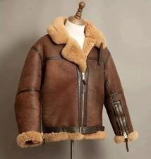 Men's B3 Irvin Sheepskin Flying Jacket RAF Aviation Flight Leather Bomber Jacket