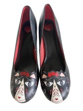 T.U.K. Kitty Cat Black High Heels Vegan Leather Punk Womens Size 11