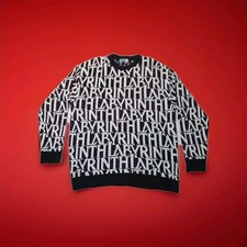 Truffle Shuffle Mens Labyrinth 80s Film Repeat Logo Christmas Jumper XXL