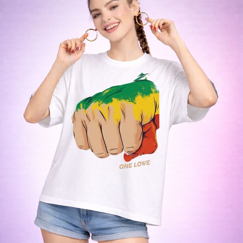 Rasta reggae one love - one, fist