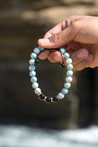 8mm larimar black turmaline - black,