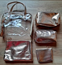 Makeup Cosmetic ROSE GOLD Travel, Accessory Bag Set (5pc) NEW