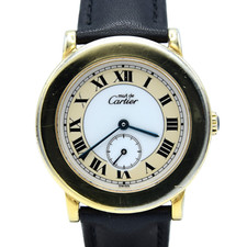 1990s Cartier 'Must de' Ronde  in 925 Sterling Silver Gilt Vermeil Model 1810
