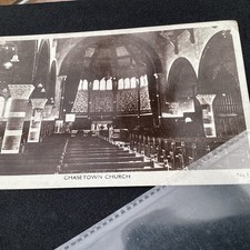 old Staffordshire  Picture postcard  Chasetown Church Interior , Pews & Columns