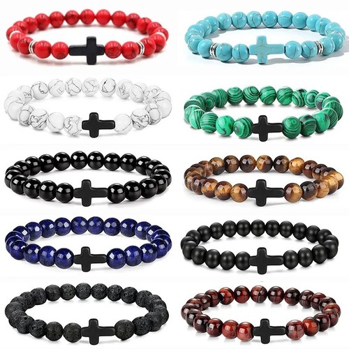 Natural stone beads bracelet - natural,