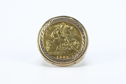 1982 gold half sovereign - sovereign, ring