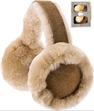 Sheepskin Earmuffs 100% Genuine One Size Unisex Warm Soft SNUGRUGS Chesnut Ivory