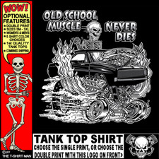 1968-1970 Hot Rod Muscle Car Outlaw Gasser Drag Race Cartoony Skeleton Tank Top