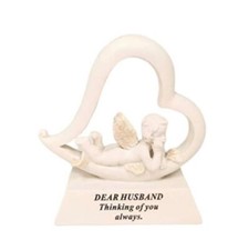 Cream Gold Cherub with Wings Love Memorial Ornament Grave Stone Tribute-Husband