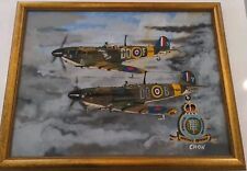 Original Watercolour Framed Painting Of Spitfires - Signed By Artist 26in x 21in
