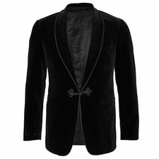 Sale Black velvet blazer coat