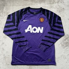 Original Manchester United Football Shirt Mens Medium Nike 2010/11 GK Purple L/S