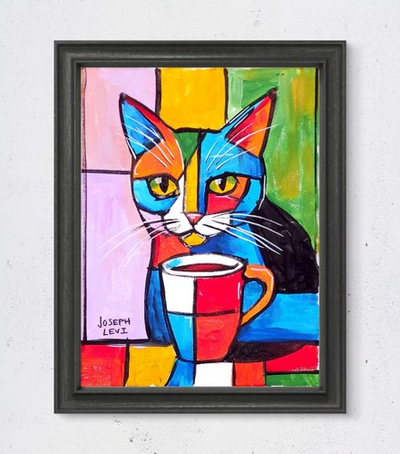 Original modern cubist 9x12 - cubist,