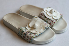 CHANEL White Camellia Tweed