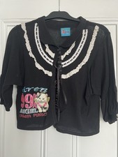 Vintage Siren Black Cat Cardigan 3/4 Sleeves Size 10
