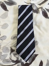 Kiton Napoli Geometric Stripe Tie Navy Purple White 100% Silk