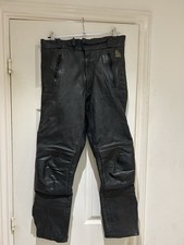 Akito motorcycle trousers, Black Leather. Zipped up Bottoms, Padded. 34w 28L