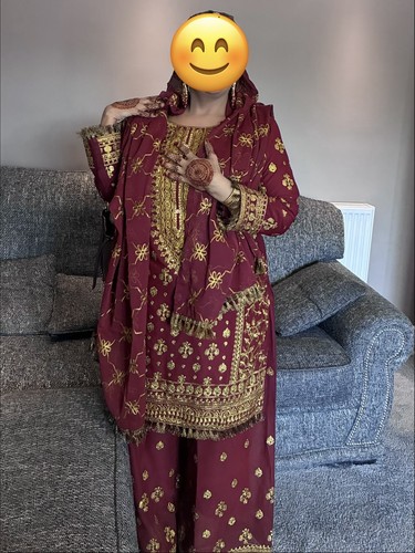 Maroon gold palazo suit - suit, with