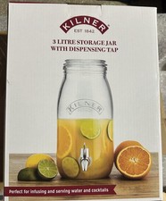 KILNER Glass Storage Jar with Dispensing Tap- 3 Litre.NEW
