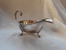 VINTAGE SILVER PLATED SAUCE JUG GRAVY BOAT EPNS SCROLL HANDLE DECORATIVE