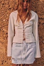 ZARA white long-sleeve blouse/