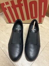 Fitflop Uk 5 Laceless Derby Black Leather Shoes Trainers Sneakers