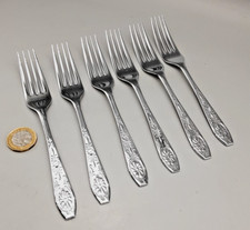 6 Vintage Billam Sheffield Chromium Plate Dessert or Pastry Cake Forks 16.5cm
