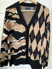 Gant cardigan Merino Wool Brown camouflage knit Button Camo Brand New