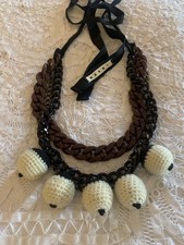 Marni Knitted Ball Multi Chain Tie Fasten Necklace