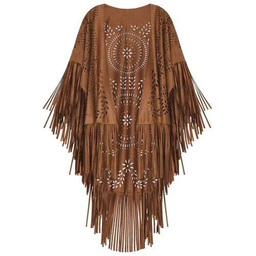 Suede tassel poncho women - poncho, women’s