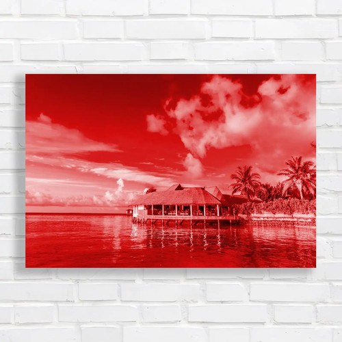 Tropical beach hut red - tropical,