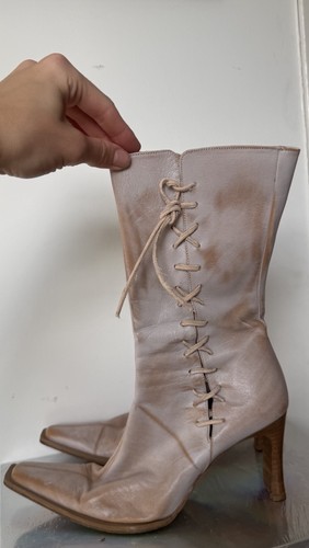 Y2k women beige leather - beige,