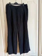 Fat Face Linen Trousers, Black, 16, Good Condition