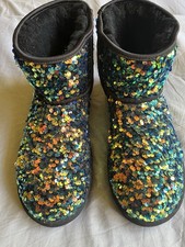 UGG Black Multi Sequin Sheepskin Ankle Boots UK 9