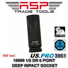 US PRO 1/2" Dr 19mm Deep